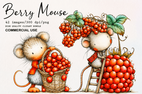 Download Cute Berry Mouse Watercolor PNG Clipart - Watercolor png Collection