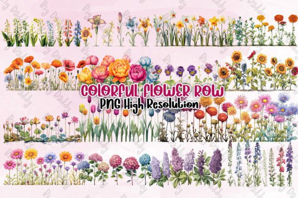 Download Colorful Flower Row Clipart PNG - Colorful flower Collection