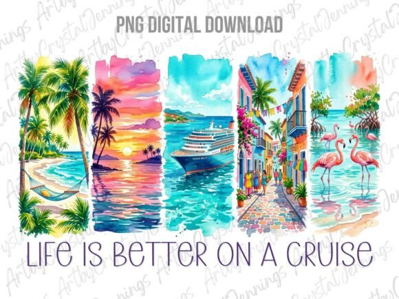 Download Cruise Ship Vacation Watercolor PNG - Watercolor png Collection