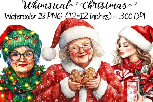 Download Whimsical Christmas Watercolor Clipart - Premium Resources
