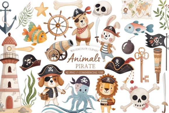 Download Cute Animal Pirate Clipart PNG - Cute animal Collection