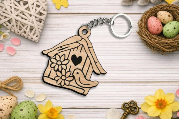 Download Spring Bird House Keychain Laser SVG Gif - Spring bird Collection