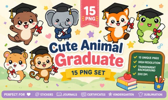 Download Cute Animal Graduate PNG Clipart Bundle - Cute animal Collection