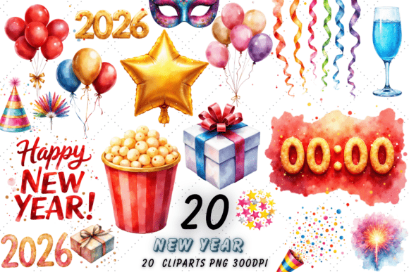 Download New Year Celebration Clipart Bundle Png - Premium Bundle