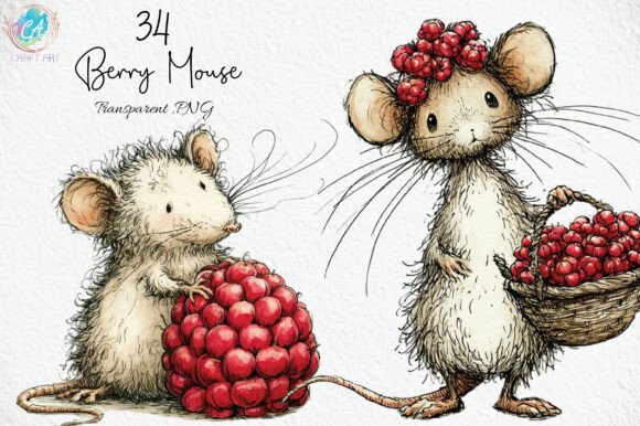 Download Cute Berry Mouse Watercolor PNG Clipart - Watercolor png Collection