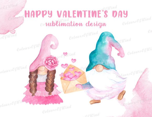 Download Cute Valentine Gnomes Sublimation Design - Valentine Collection