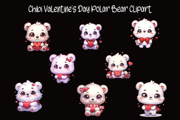 Download Chibi Valentine’s Day Polar Bear Clipart - Valentine Collection